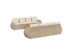 Conjunto 9 de sofás de jardín VIDAXL con cojines ratán sintético beige