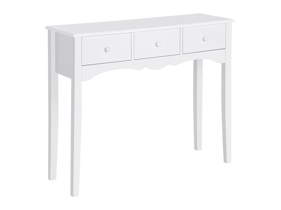 Escritorio Entrada Mdf 3 Cajones 100x32x85 Cm Blanco