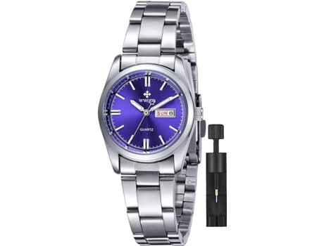 VEANXIN Relojes de pulsera impermeables con correa de malla de acero inoxidable para mujer-Azul