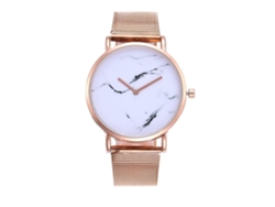 Reloj De Cuarzo Para Mujer, Estilo Sencillo, Con Correa De Malla Y Esfera Con Estampado De Mármol 3