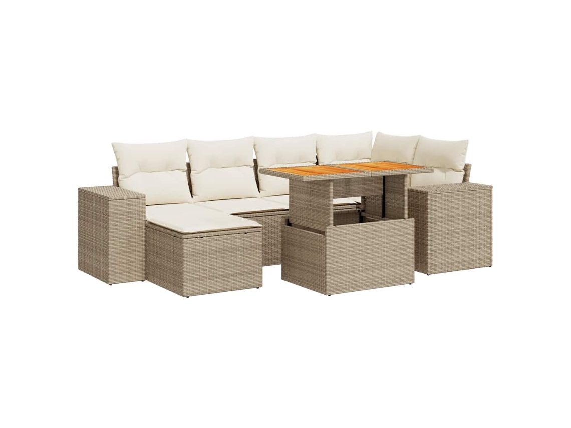 Maison Exclusive - Set Sofás De Jardín 7 Piezas Y Cojines Ratán Sintético Beige