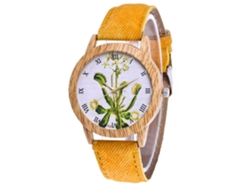 Reloj De Pulsera Zhoulianfa Quartz Para Parejas Con Correa De Mezclilla Amarilla