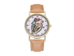 Reloj De Pulsera Unisex De Cuero Moda Para Hombre Y Mujer (beige)