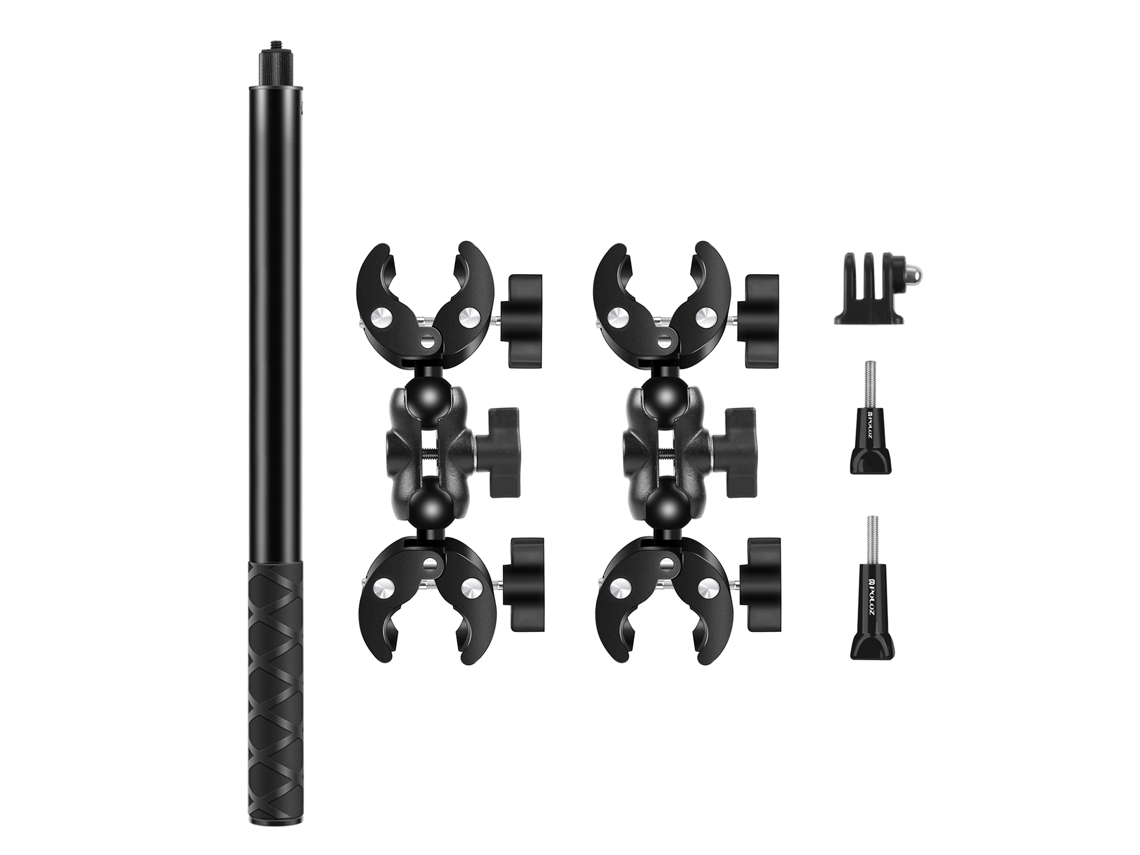 Soporte Para Moto Puluz Pu495b Y Palo Selfie 150cm Para Gopro Hero 12/11/10 Y Insta360 One X4/x3/x2
