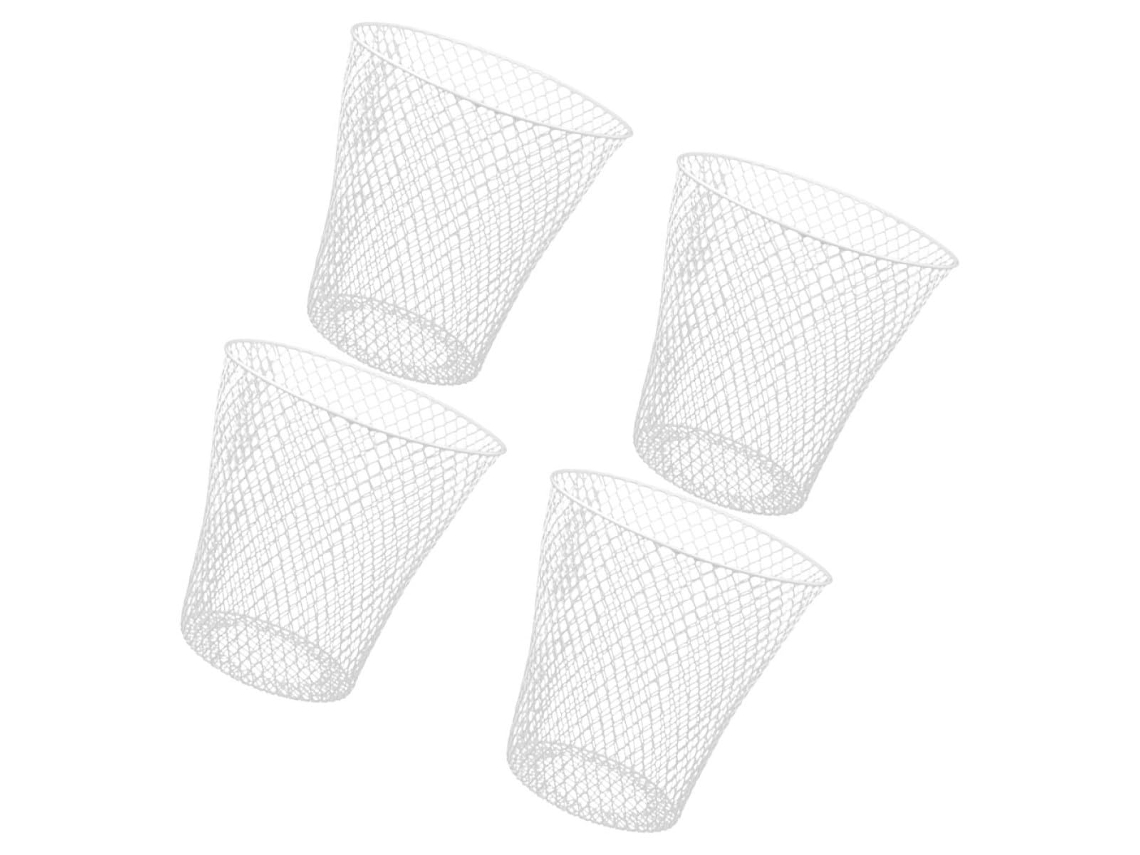 Juego De 4 Cestas Blancas De Hierro Tejido, Papeleras Decorativas Multiusos Con Sistema De Circulación De Aire.