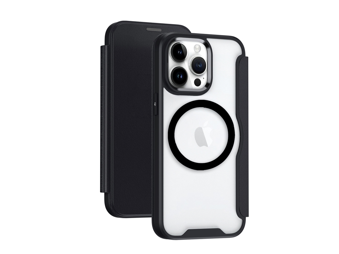 Capa De Couro Para Celular Fliphone Com Compartimento Antifurto Para Cartão.preto armadura Magnética - Iphone 13 Pro-6.1
