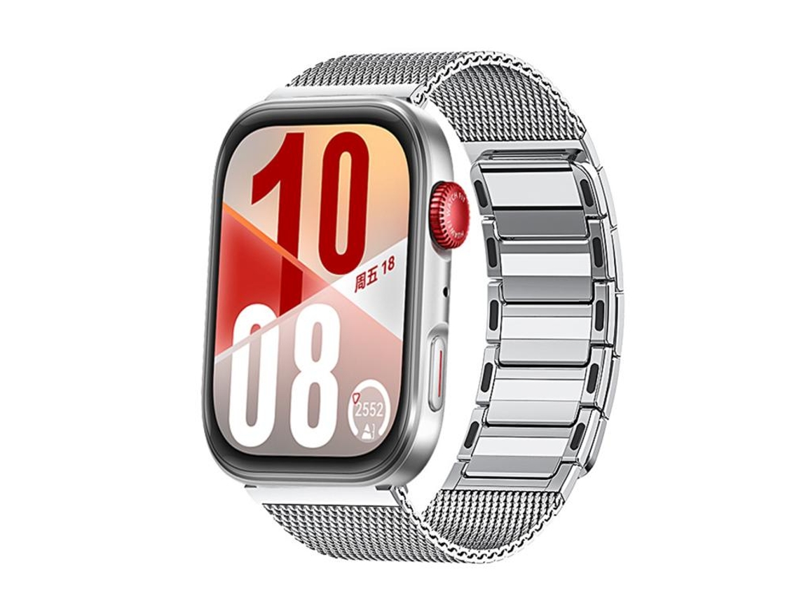 Bracelete Para Huawei Watch Fit 4 / Fit 4 Pro / Fit 3 - Aço Inoxidável Magnético - Formato De I Prata