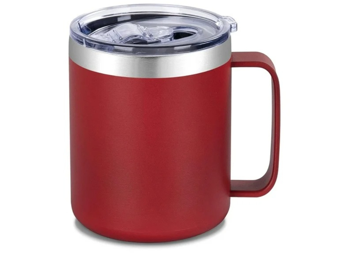Taza térmica de acero inoxidable de 350 ml / 12 oz, con doble pared y aislamiento al vacío, además de tapa deslizante - Roja Hexinyigjly