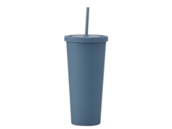Taza de consumición plástica reutilizable de la taza de la agua fría 700ml con la capa doble del color sólido de la tapa y de la paja JEIIBRZUI