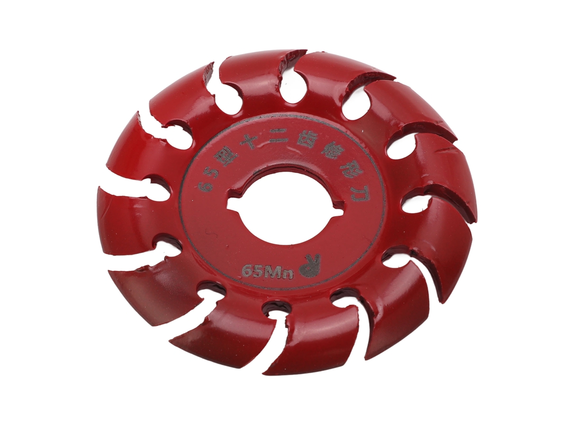 Disco de lijado y tallado de acero inoxidable de 12 dientes para amoladora angular, madera, caucho, rojo