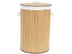 Cesta de ropa redonda en bambú natural 40x60 cm Compactador