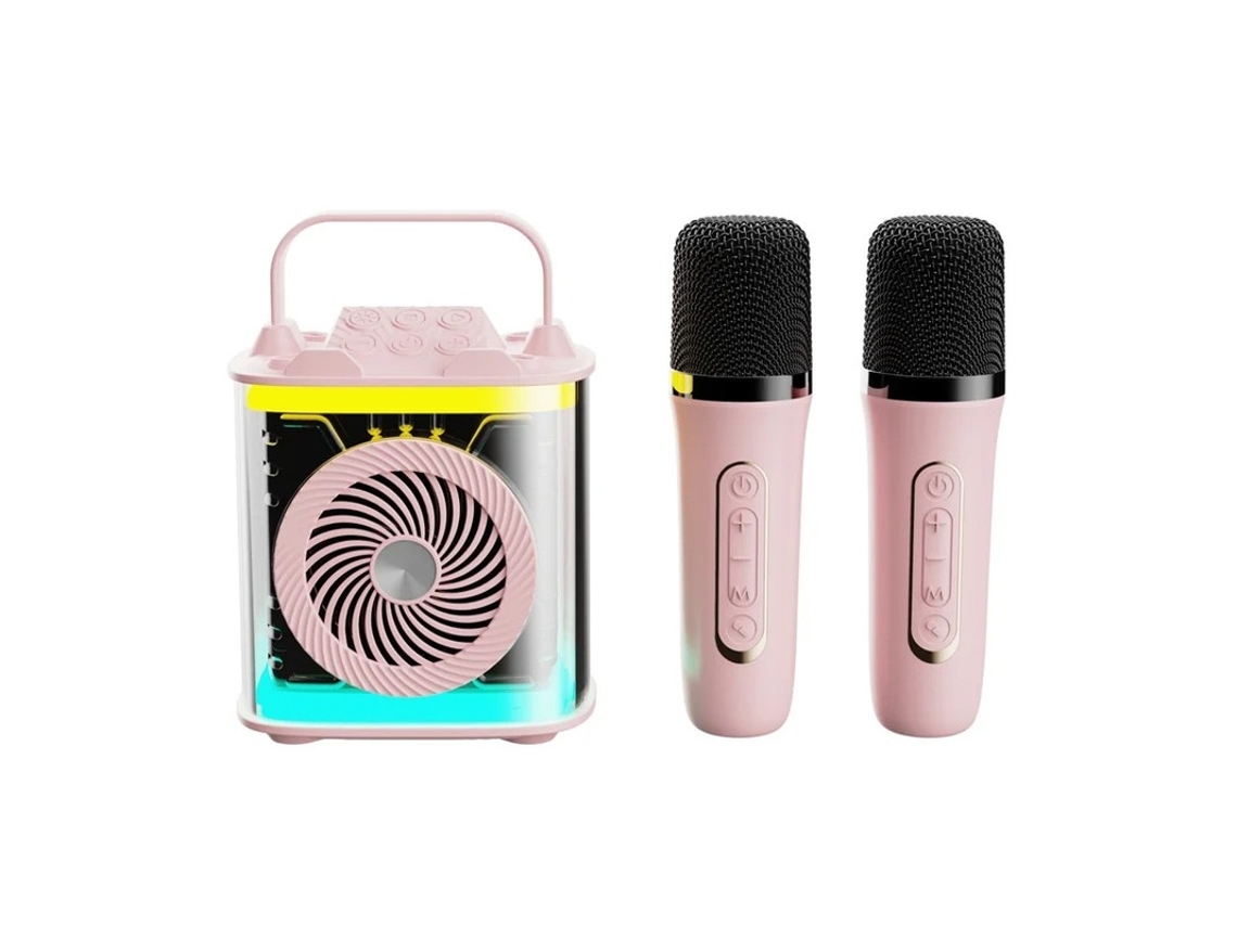 Mini máquina de karaoke para niños y adultos, altavoz Bluetooth portátil con 2 micrófonos inalámbricos, juego de altavoces con micrófono Yizhood