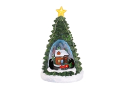 Mini caja de música de árbol de Navidad con luz nocturna decorativa
