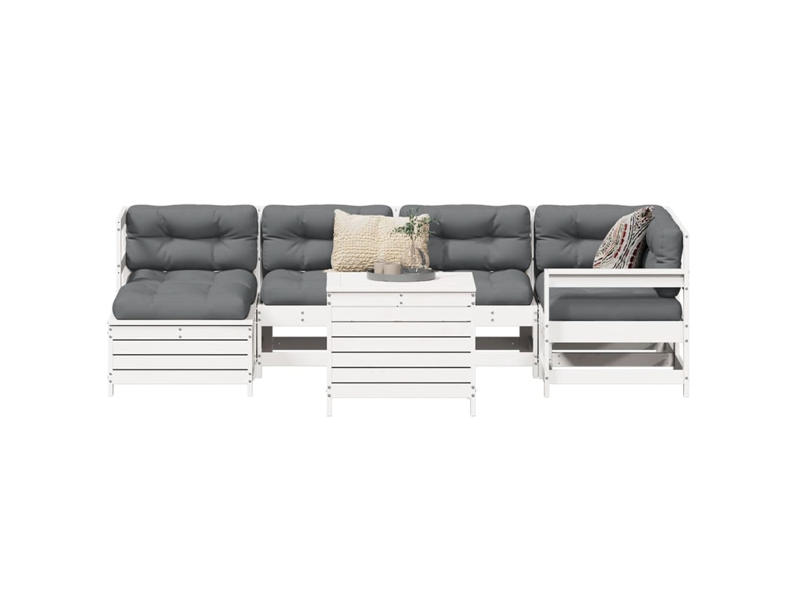 Conjunto de sofás de jardín de 2 piezas de pino macizo blanco Dkd Home Decor