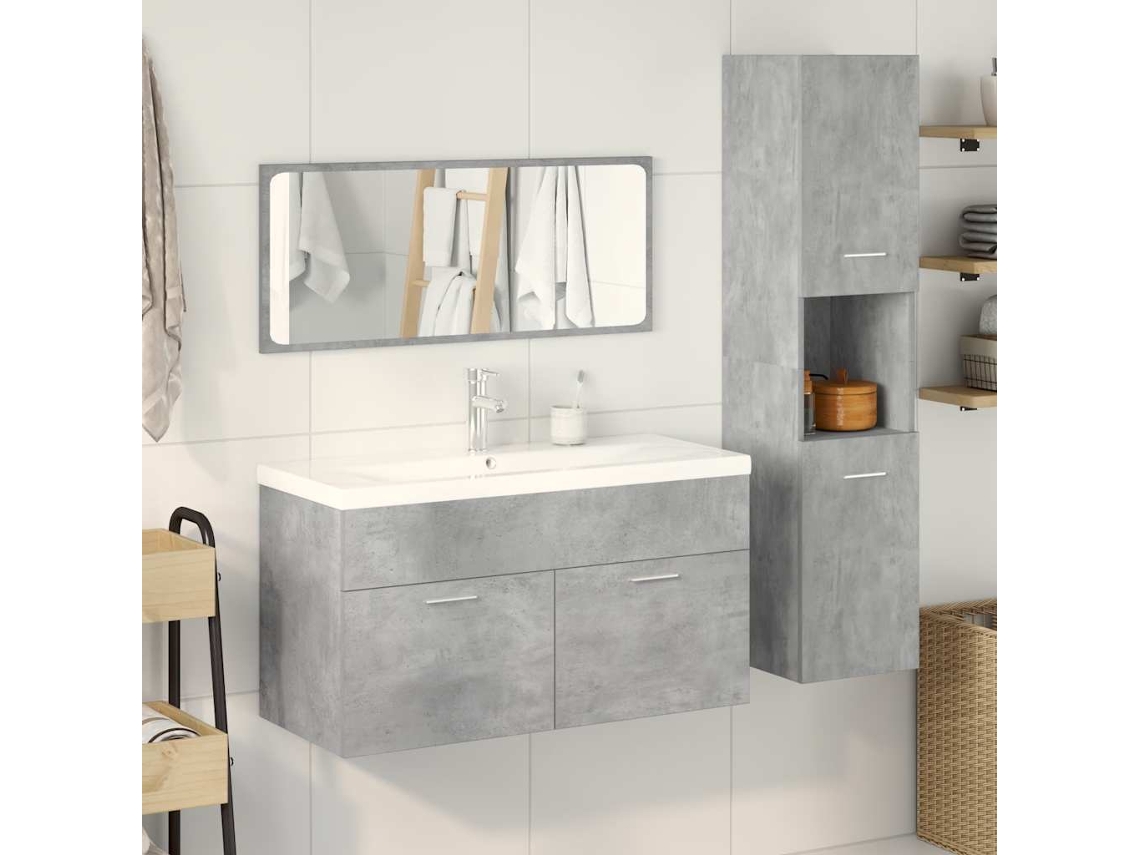 Maison Exclusive - Juego Muebles De Baño 4 Pzas Madera Contrachapada Gris Hormigón