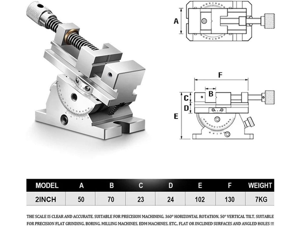 Étau De Précision À Mâchoires Plates, Rotatif 2 Pouces Et 3, Rotation 360, Angle Réglable