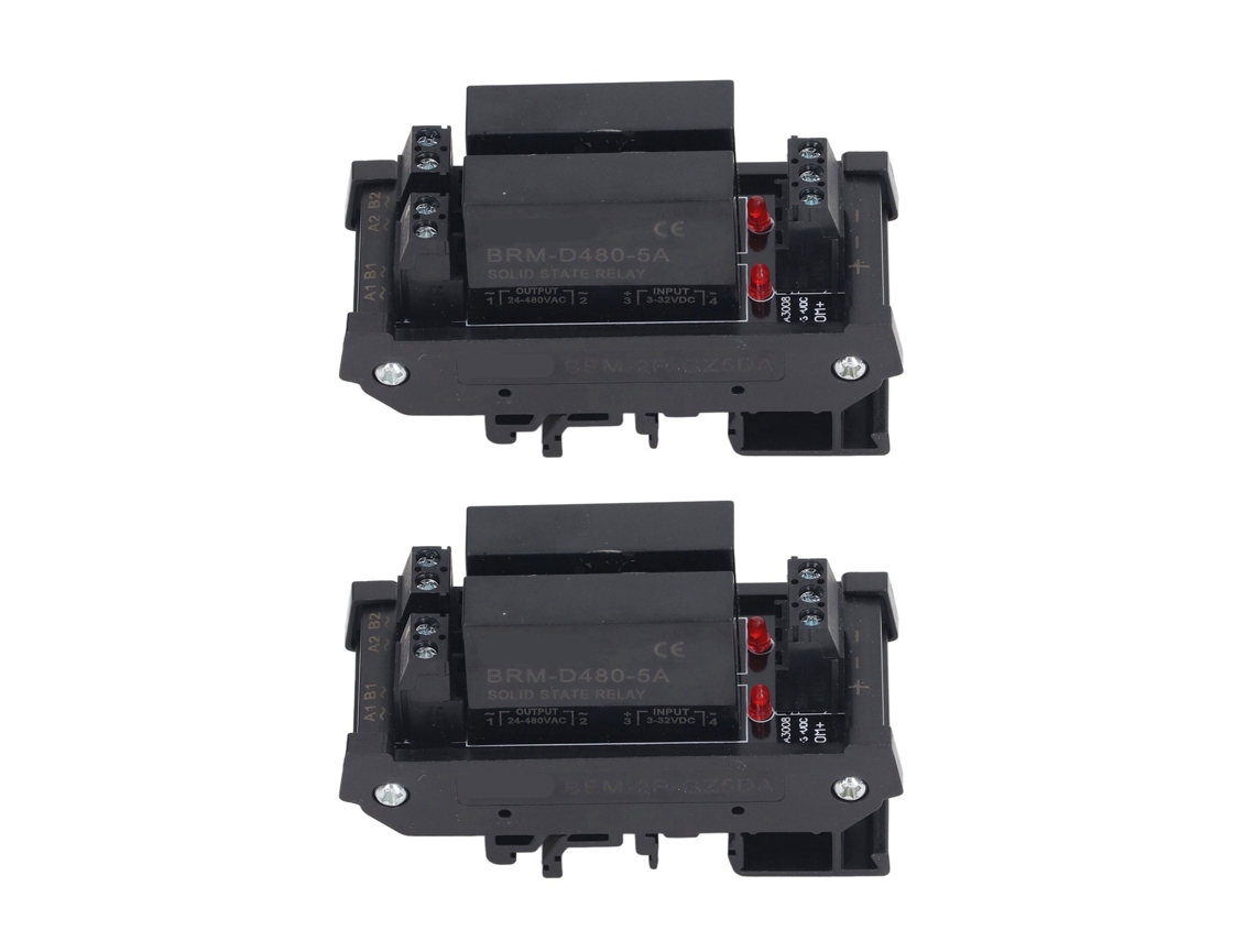 Módulo De Relé De Estado Sólido De 2 Canales, Entrada De 5-8 A, Carga De 3-32 V Cc, 24-480 V Ca Para Control Industrial, Mini Kit De Bricolaje, 2 Unidades.