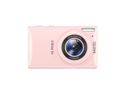 Cámara digital, cámara compacta de vlogging 4K para principiantes, enfoque automático con zoom digital de 64MP 18x(rosa) CHRONUS