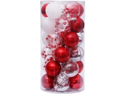 30 Adornos Colgantes De Burbujas Resistentes A Roturas, De 60 Mm, Pintados, En Rojo Claro Y Blanco, Para Decorar El Árbol De Navidad.