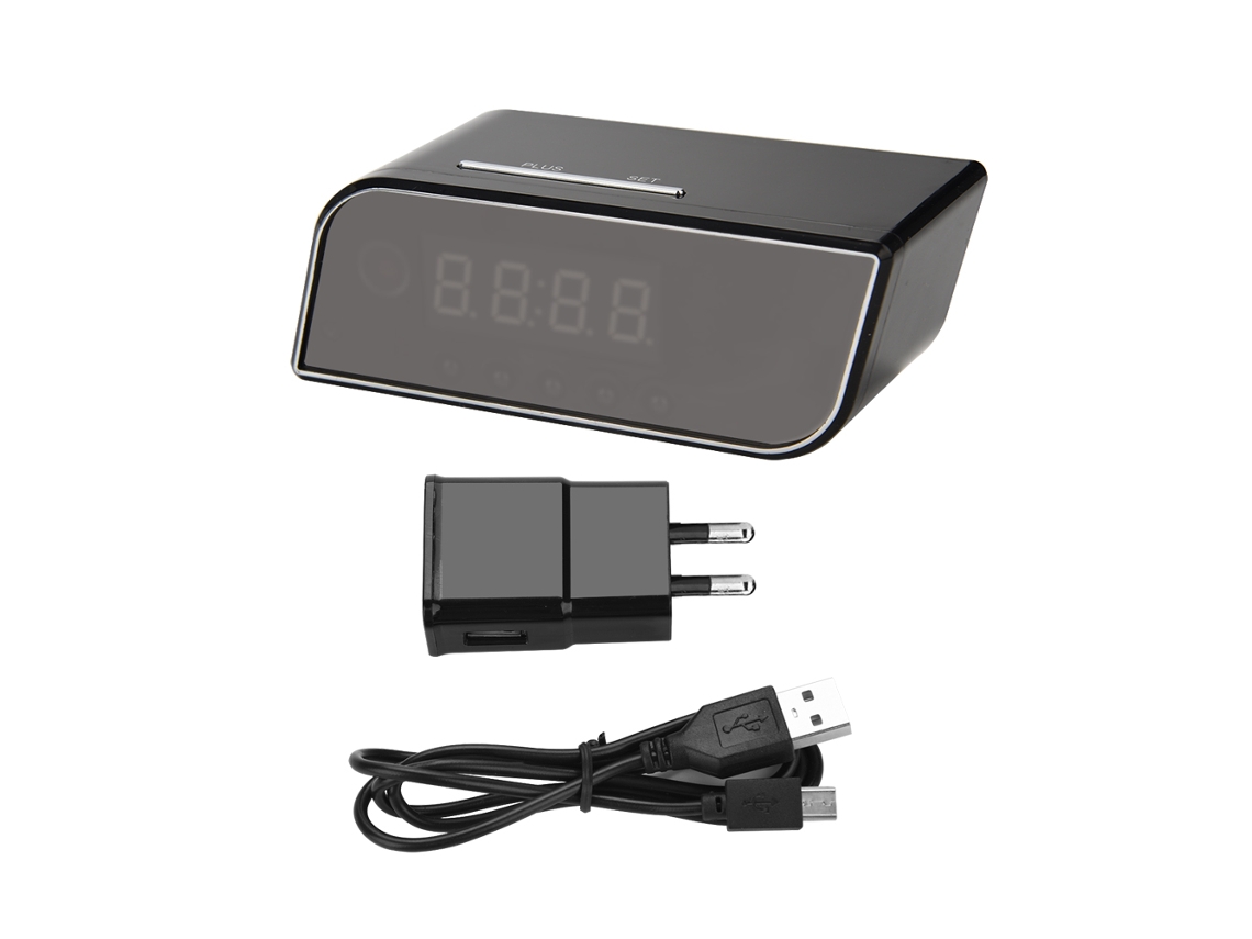 Reloj con cámara WiFi inalámbrica HD 1080P con detección de movimiento, grabación y seguridad para el hogar (enchufe UE 110-240 V)
