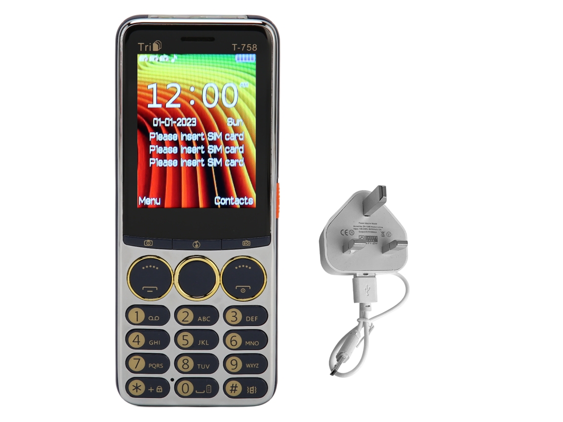 Telefone Celular Desbloqueado T 758 2g Gsm Botão Grande Bateria 3200mah Para Idosos Com Lanterna