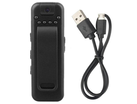 Grabadora de vídeo giratoria 1080P Mini cámara corporal con clip trasero de visión nocturna Rendimiento confiable negro BISBISOUS