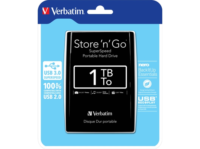Disco HDD externo VERBATIM Store 'n' Go 1 TB (1 TB - USB 3.0)