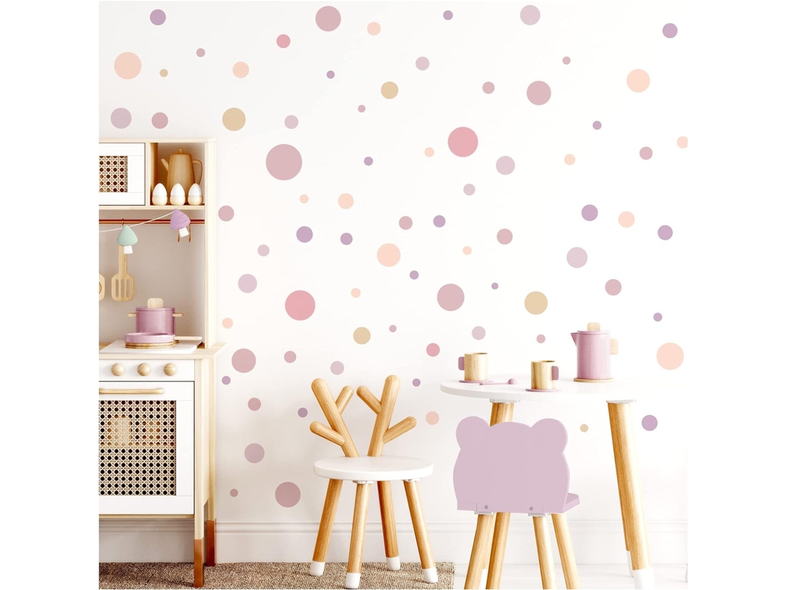 120 Puntos Adhesivos Color Rosa Antiguo para Habitaciones de Bebé