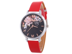 Reloj De Pulsera De Cuarzo Informal De Estilo Coreano Para Mujer Con Correa De Cuero (rojo)