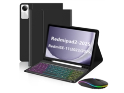Funda con teclado Bluetooth Fwinl para Honor Magic Pad2/gt Pro12.3 con teclado retroiluminado RGB estándar y ratón Bluetooth retroiluminado recargable (negro)