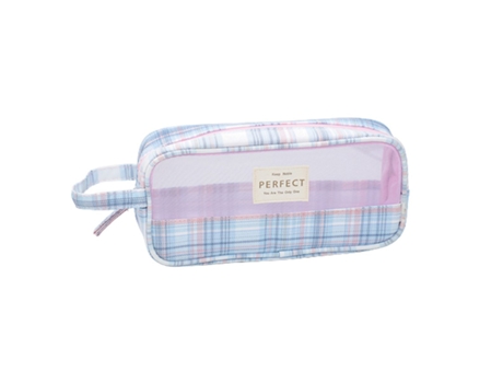 Bolso Multifuncional De La Bolsa Del Marcador Del Caso Transparente De La Malla A Cuadros Del Pda Para Los Estudiantes, Azul Claro ZMDECQNA