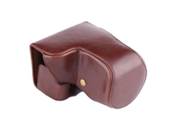 Bolso Facpoet de piel sintética para cámara con correa para el hombro para Sony A6500 (café)