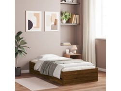 Cama Con Cajones Madera De Ingeniería Marrón Roble 75x190 Cm