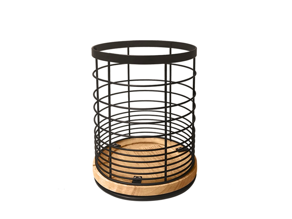 Cesta Giratoria Multifuncional Para Encimera En Metal Negro - 13,5 X 13,5 X 18,6 Cm - Tommy01
