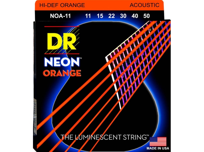 Juego de Cuerdas Guitarra Acústica K3 Luminescent Neon Orange (.11- .15-.22-.30-.40-.50 - Bronce)