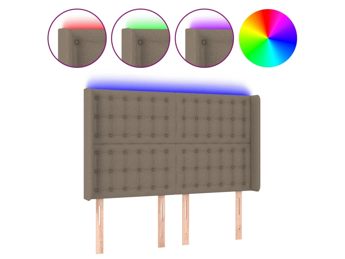 Maison Exclusive - Cabecero Con Led De Tela Gris Taupe 147x16x118/128 Cm