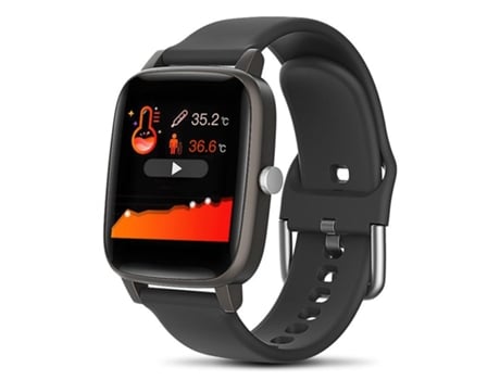 Smartwatch Monitor de Ritmo Cardíaco y Oxígeno en la Sangre Pantalla Táctil Impermeable HD en color Negro