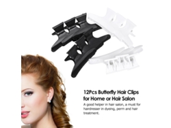 12 Pcs Pinzas De Pelo Mariposa De Plástico Clips De Pelo Clavijas Negras Blancas Para Salón Peluquería