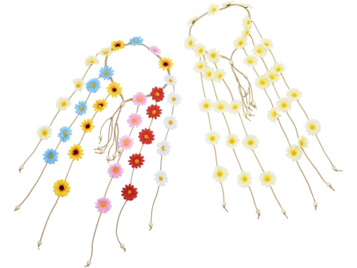 De 2 Faixas De Cabelo Estilo Boêmio, Com Estampa De Margarida E Girassol, Acessórios Para Mulheres E Meninas.