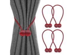 Rebe-ataduras De Cortina Magnéticas - Set De 4 - Rojo - Decoración De Hogar Y Oficina