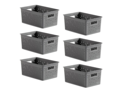 TATAY Bohol - Juego de 6 Cajas Organizadoras 4L en Plástico Reciclado. Gris Antracita