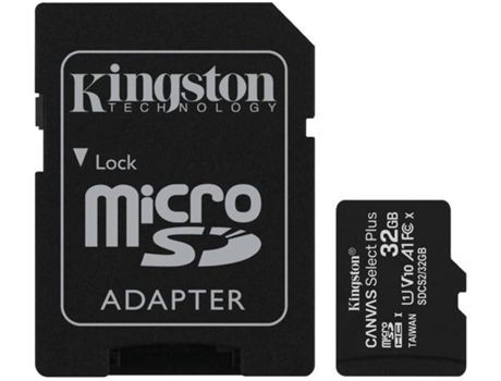 Tarjeta de Memoria KINGSTON 32 GB MicroSD Canvas Select Plus 100R A1 C10 + Adaptador