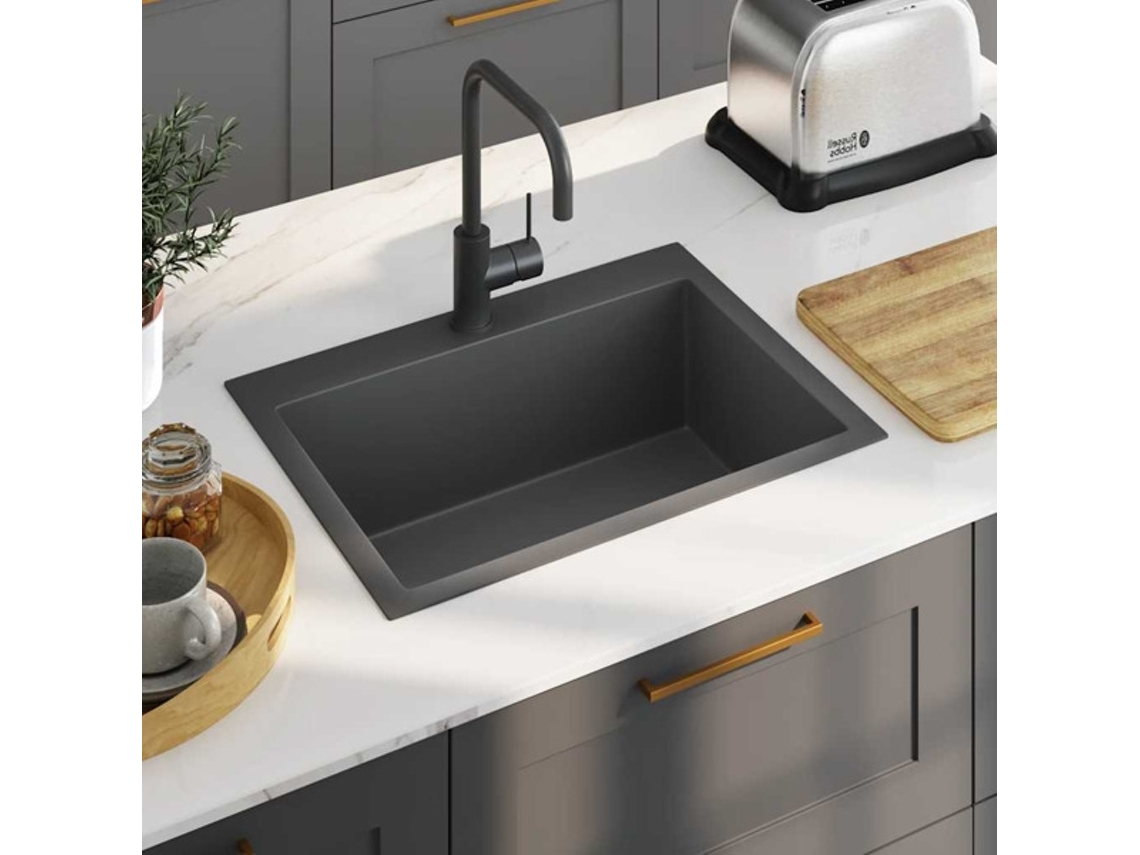 Fregadero artesanal Vidaxl en acero inoxidable negro AQUAFORGE