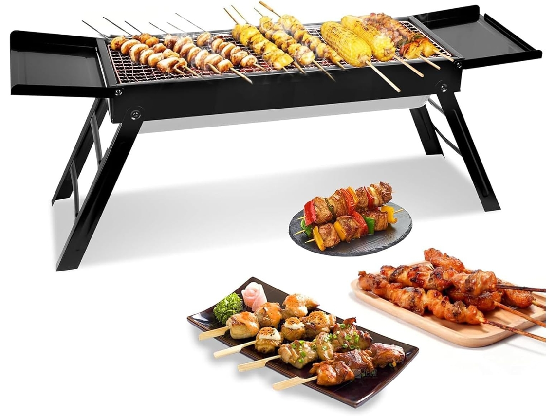 Barbacoa de carbón plegable portátil – Equipo de cocina para exteriores plegable, ideal para picnics...