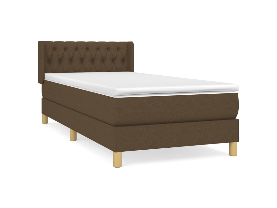 Maison Exclusive - Cama Box Spring Con Colchón Tela Marrón Oscuro 100x200 Cm