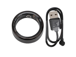 Anillo inteligente con contador de pasos, monitor de sueño y temperatura, resistente al agua, Android, luz negra dorada