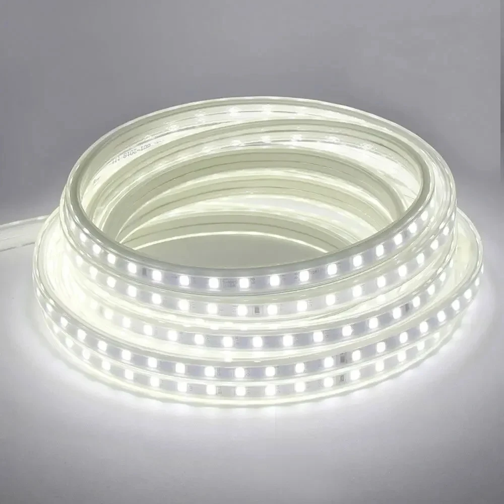 Tira de LED (blanca, 10 metros) AC 220V, flexible y resistente al agua.