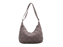 Bolso bandolera de lujo grande con acolchado de rejilla de rombos, para mujer, gris