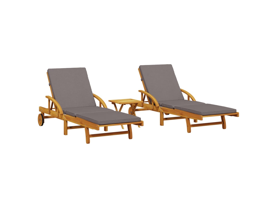 Maison Exclusive - Tumbonas Con Mesa 2 Unidades Madera Maciza De Acacia