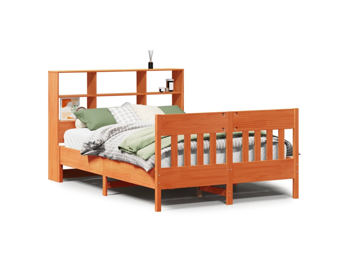 Maison Exclusive - Cama Sin Colchón Madera Maciza De Pino Marrón Cera 140x200 Cm